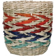 Kitchen Craft Woven Seagrass Planter with Rainbow Stripe Design