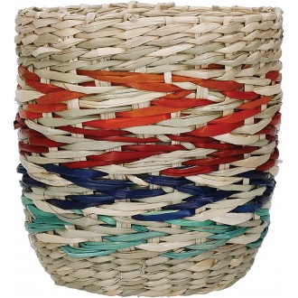 Kitchen Craft Woven Seagrass Planter with Rainbow Stripe Design