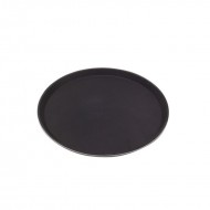 Neville Genware Gengrip Non-Slip Fibreglass Round Tray, 16",  Black 