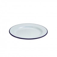 Neville Genware Enamel Wide Rim Plate White & Blue, 20cm