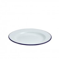 Neville Genware Enamel Wide Rim Plate White & Blue, 26cm