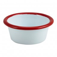 Neville Genware Enamel Ramekin White with Red Rim, 8cm, 90ml