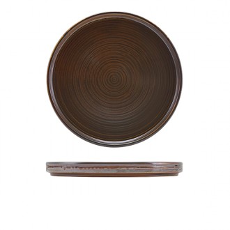 Neville Genware Terra Porcelain Rustic Copper Low Presentation Plate 25cm