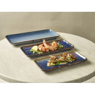 Neville Genware Terra Porcelain Aqua Blue Narrow Rectangular Platter, 27 x 12.5cm