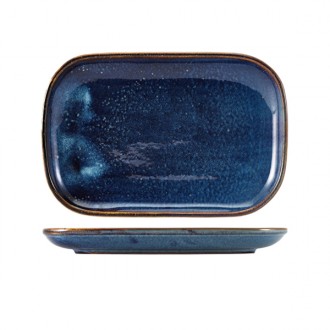 Neville Genware Terra Porcelain Aqua Blue Rectangular Plate, 24 x 16.5cm