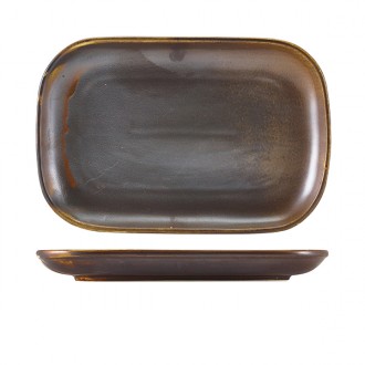 Neville Genware Terra Porcelain Rustic Copper Rectangular Plate, 29 x 19.5cm