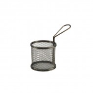 Neville Genware Black Serving Fry Basket Round, 9.3 x 9cm