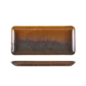 Neville Genware Terra Porcelain Rustic Copper Narrow Rectangular Platter, 31 x 14cm