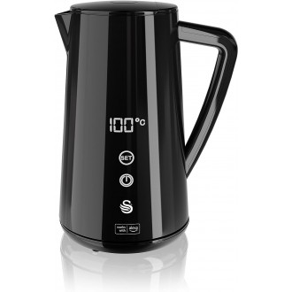 Swan ALEXA Smart 1.5 Litre Kettle with LED Touch Display, Keep Warm Function and Stainless Steel Insulated Wall, 1800W, Black