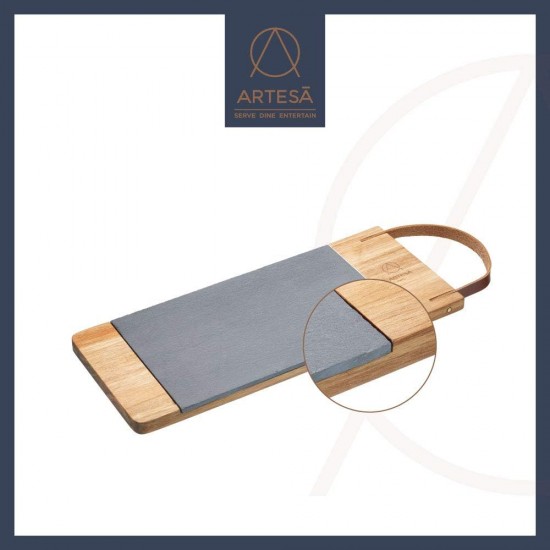 Shop quality Artesà Wooden Tray with Leather Strap and Removable Slate Serving Platter, 47 x 16 cm (18.5" x 6½"), Metallic/Brown in Kenya from vituzote.com Shop in-store or online and get countrywide delivery!