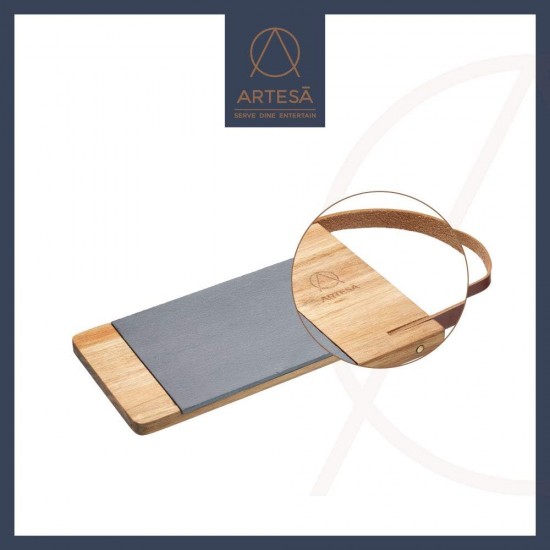 Shop quality Artesà Wooden Tray with Leather Strap and Removable Slate Serving Platter, 47 x 16 cm (18.5" x 6½"), Metallic/Brown in Kenya from vituzote.com Shop in-store or online and get countrywide delivery!