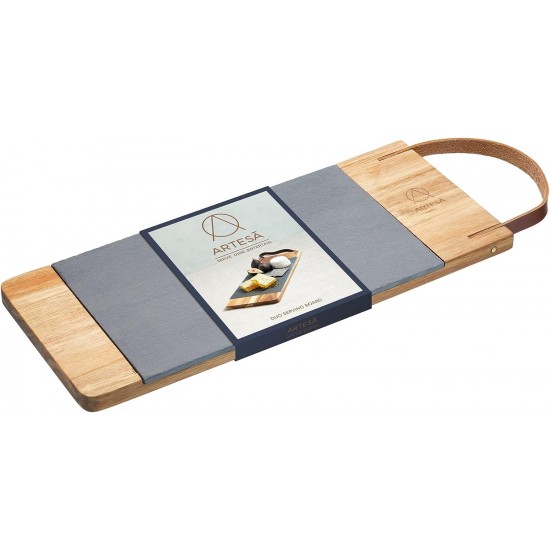 Shop quality Artesà Wooden Tray with Leather Strap and Removable Slate Serving Platter, 47 x 16 cm (18.5" x 6½"), Metallic/Brown in Kenya from vituzote.com Shop in-store or online and get countrywide delivery!