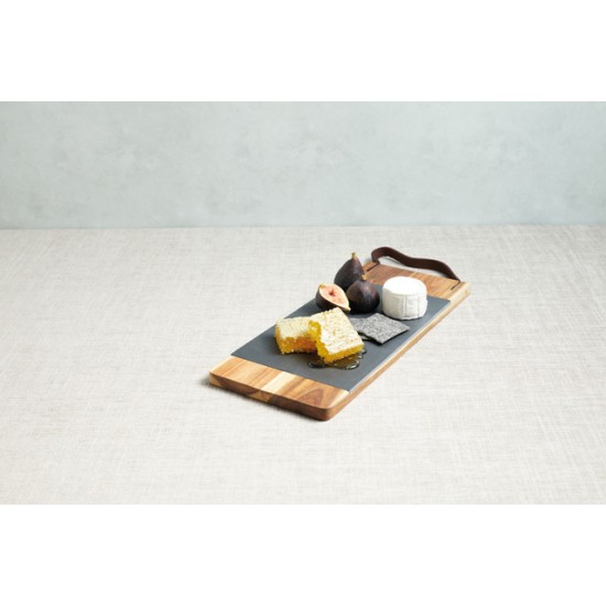 Shop quality Artesà Wooden Tray with Leather Strap and Removable Slate Serving Platter, 47 x 16 cm (18.5" x 6½"), Metallic/Brown in Kenya from vituzote.com Shop in-store or online and get countrywide delivery!