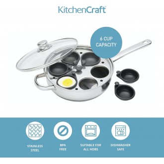 Kitchen Craft Professional Stainless Steel 6-Hole Egg Poacher,  28cm