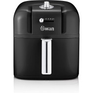 Swan Retro Air Fryer, Black, Low Fat Healthy Frying, 80% Less Fat, Rapid Air Circulation, 6 Litres