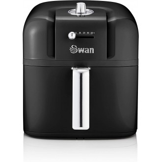 Swan Retro Air Fryer, Black, Low Fat Healthy Frying, 80% Less Fat, Rapid Air Circulation, 6 Litres