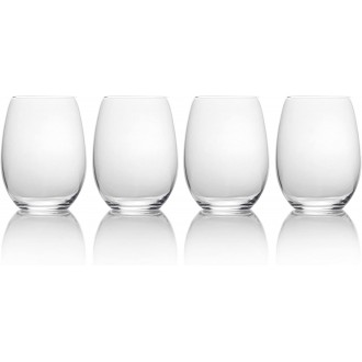 Mikasa 'Julie' Luxury Lead-Free Crystal Stemless Wine Glasses, 561 ml – Clear (Set of 4)