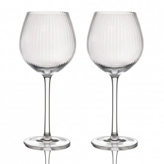 BarCraft Set of 2 Ridged Balloon Glasses, 550ml