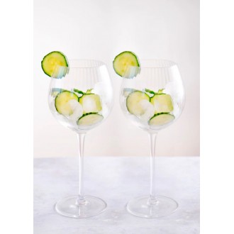 BarCraft Set of 2 Ridged Balloon Glasses, 550ml