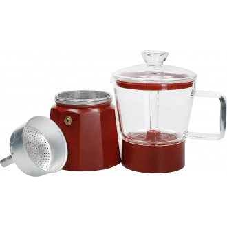 La Cafetière Verona Glass Espresso Maker-6-Cup, Red