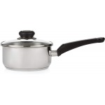 Morphy Richards Equip Pouring Saucepan with Glass Lid, Stainless Steel, Stay Cool Handles,18cm 