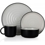 Tower Barbary & Oak Cascade 16 Piece Dinnerware Set, Stoneware, Black and Cream Speckled