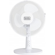 Black and Decker 9 Inch Desk Fan with 2 Speeds, Rotary Oscillation, 20W, White