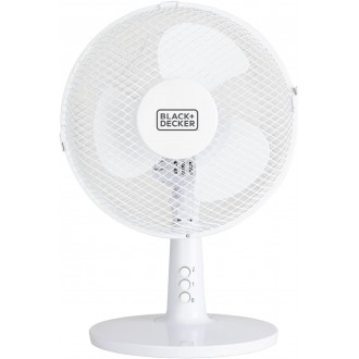 Black and Decker 9 Inch Desk Fan with 2 Speeds, Rotary Oscillation, 20W, White