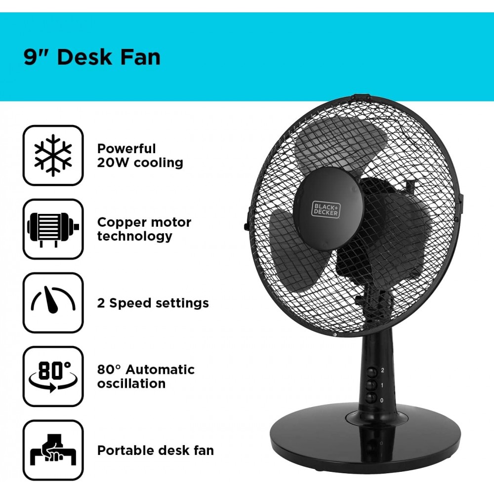 Desk Pedestal Fans Black and Decker 9 Inch Desk Fan