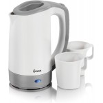 Swan Dual Voltage Travel Kettle with Two Tea Cups, 0.5 Litre Capacity, 125-600 W, Lightweight, White/Grey