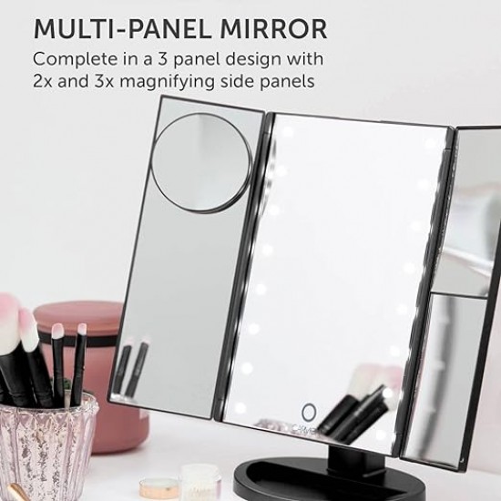 Shop quality Carmen Noir LED 3 Panel Make Up Mirror with 2, 3 & 10x Magnification, Smart Touch Screen, Black in Kenya from vituzote.com Shop in-store or online and get countrywide delivery!