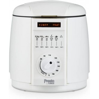 Presto By Tower One Person Deep Fat Fryer, Adjustable Thermostat 80-190°C, Power Indicator Light, , 350 g 1 Litre, White