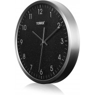 Tower Glitz Wall Clock, Glass Front, Battery Operated, Noir, 30 cm