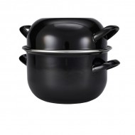 Neville Genware Black Enamel Mussel Pot 26cm, 5 Litres Capacity