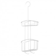 Tatay White Stainless Steel Hanging Shower Caddy with Basket 2 Hoops