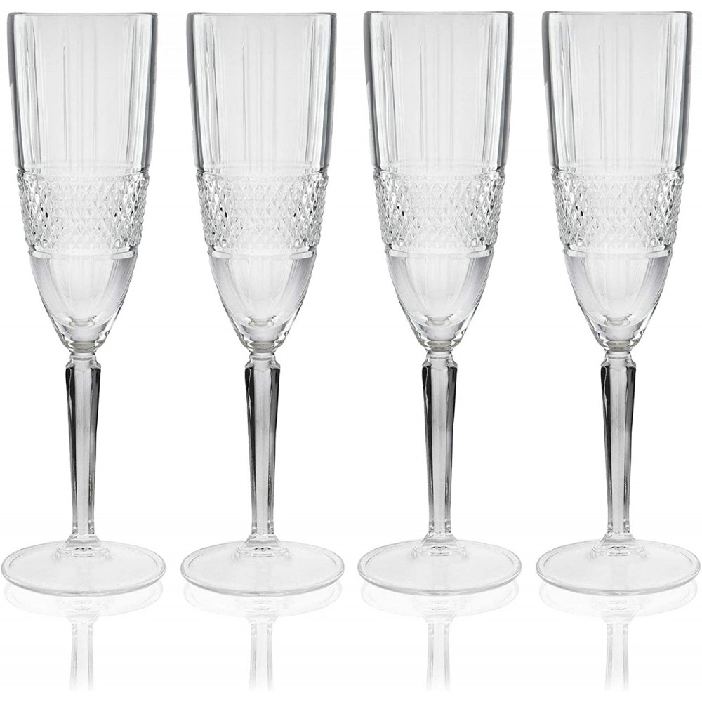 G Francis Champagne Flutes Set - 4pk Tall Slanted Edge Champagne Flute  Glasses 