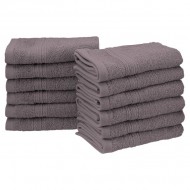 Eco-Friendly 100 % Ringspun Cotton Face Towel Set - Graphite, 12 Pieces (33cm x 33cm)