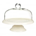 Classic Collection Ceramic Cake Stand with Glass Dome, 29cm