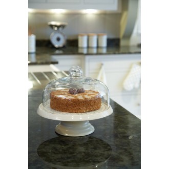 Classic Collection Ceramic Cake Stand with Glass Dome, 29cm