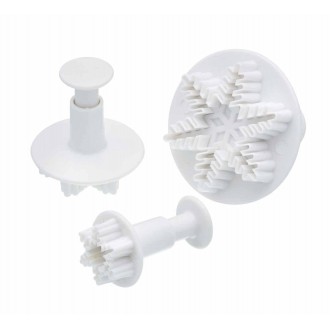 Kitchen Set of 3 Snowflake Fondant Plunger Cutters