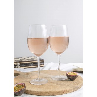 BarCraft Ribbed Wine Glasses, Set of 2 Large Patterned Glasses in Gift Box, 450ml