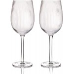 BarCraft Ribbed Wine Glasses, Set of 2 Large Patterned Glasses in Gift Box, 450ml