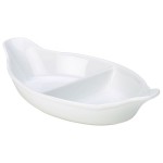 Neville Genware Divided Vegetable Dish 32cm/12.5" 31.5 x 15.5 x 6.5 x 4cm (L x W x H to ear x H to middle)