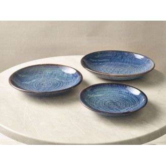 Neville Genware Terra Porcelain Aqua Blue Deep Coupe Plate, 25cm