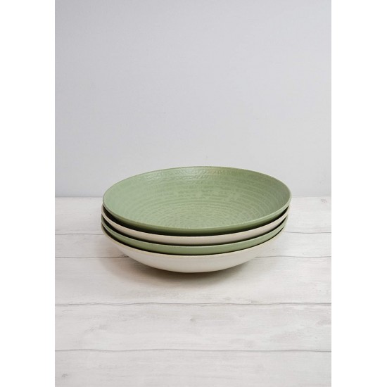 Shop quality Kitchen Craft Pasta Bowls Set of 4 in Gift Box, Lead-Free Glazed Stoneware, Green / Cream, 22cm in Kenya from vituzote.com Shop in-store or online and get countrywide delivery!