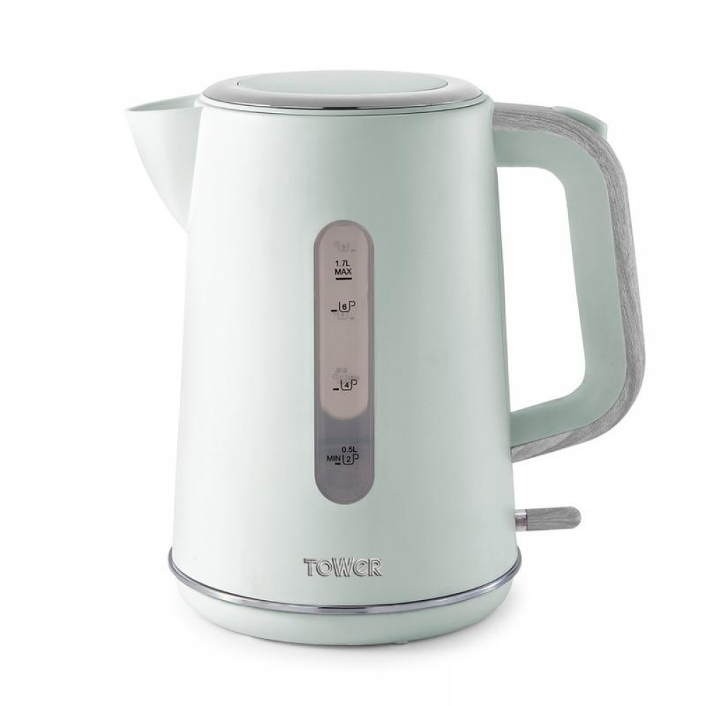 tower 3kw 1.7 l rapid boil glass kettle stainless steel