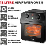 Tower Manual Air Fryer Oven with Rapid Air Circulation and 10 Preset Cooking Options, 12 Litre, Black [Save Upto 50% On Energy Bills]