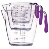 Colourworks 3 Piece Measuring Jug Set - 200ml/400ml/900ml, Purple