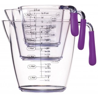 Colourworks 3 Piece Measuring Jug Set - 200ml/400ml/900ml, Purple