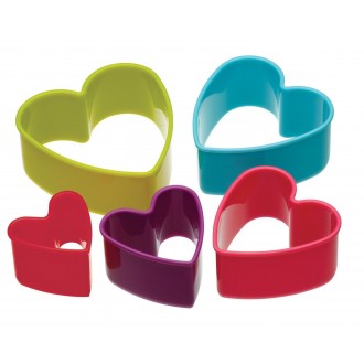 Colourworks Plastic Heart Shaped Cookie Cutters - Set of 5